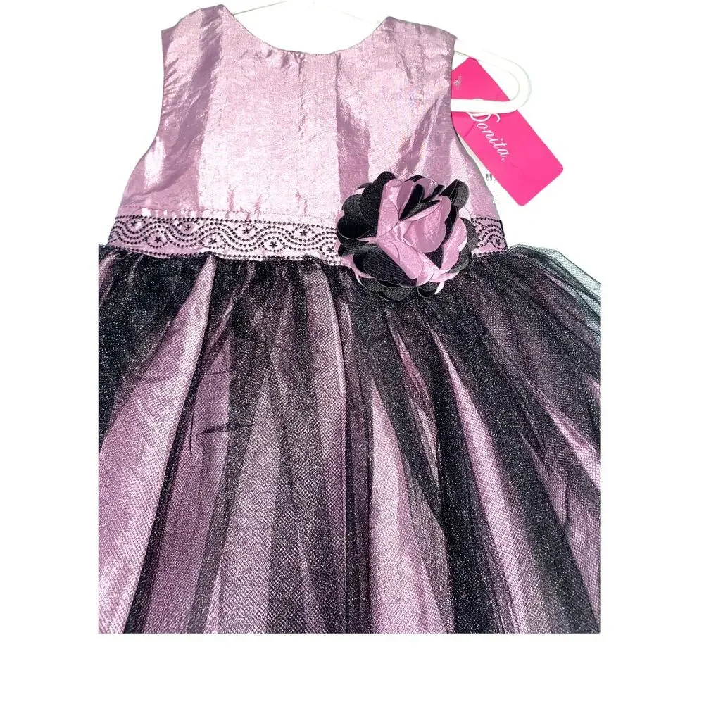 baby girl formal Holiday tulle dress purple black sleeveless size 9-12 months